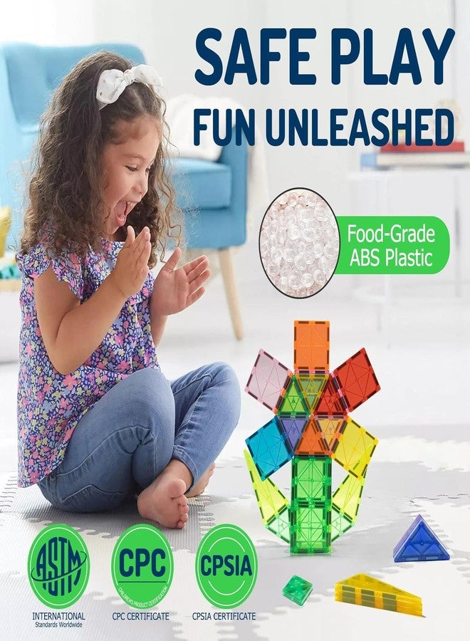 EchoPlan Magnetic Tiles, 130PCS Magnetic Blocks with 2 Cars, Magnet Tiles 3D Clear Building Blocks Set, STEM Sensory Educational Toys Gift for Toddlers Kids Boys 3 4 5 6 7 8 9+ Year Old - Image 3